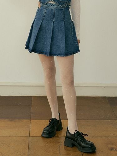 Fel Denim Pleats Mini Skirt_Blue - REORG - Modalova