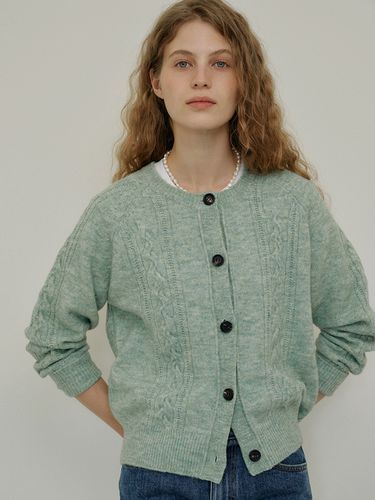 W Bokashi Wool Cable Cardigan_Ming Green - ANEDIT - Modalova