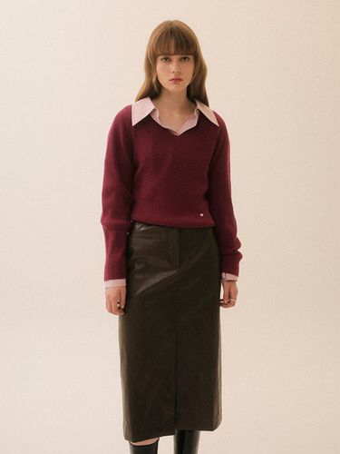 Side Slit H-line Leather Long Skirt - on&on - Modalova