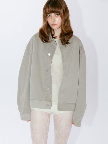 Flaneur Washed Denim Jacket (Beige) - EZIO - Modalova