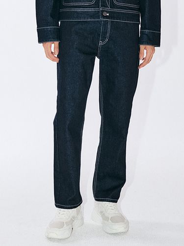 Mechanic Tapered Raw Denim Pants - EZIO - Modalova