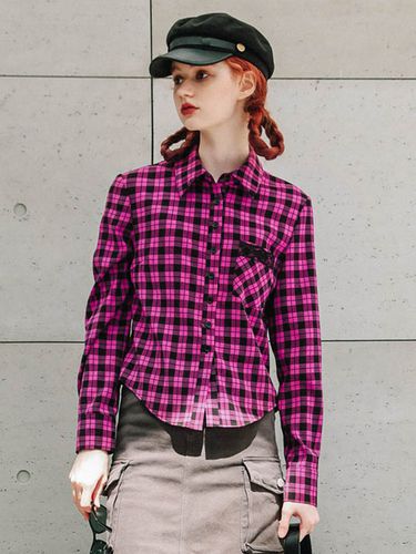 DD_Pocket Lace Collar Check Shirt - DUNDROP - Modalova