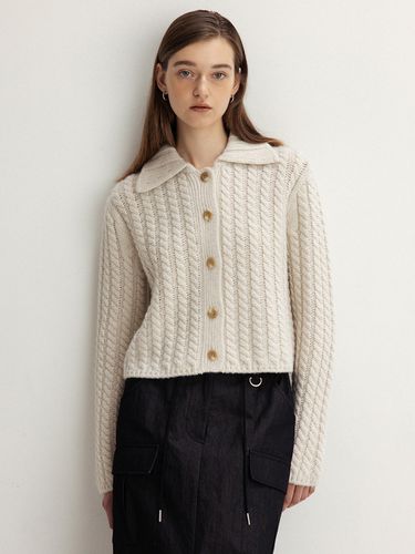 Cable Collar Neck Cardigan - LE - Modalova