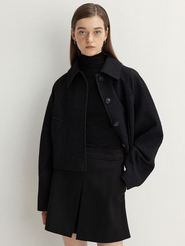 Wool Raglan Cropped Jacket - Black - LE - Modalova