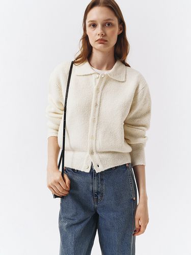 Unisex Open Collar Knit Cardigan_Off White - Dunst for WOMEN - Modalova