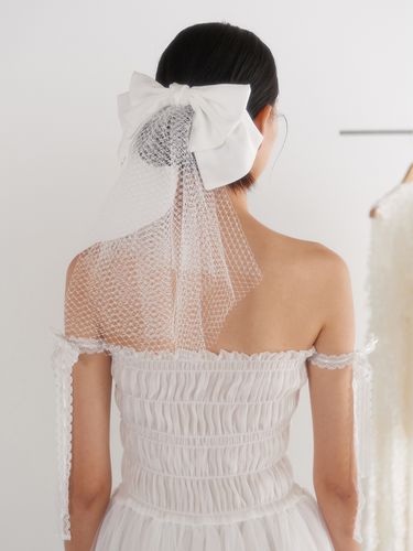 Bridal Mesh Ribbon Veil_White - GANISONG - Modalova