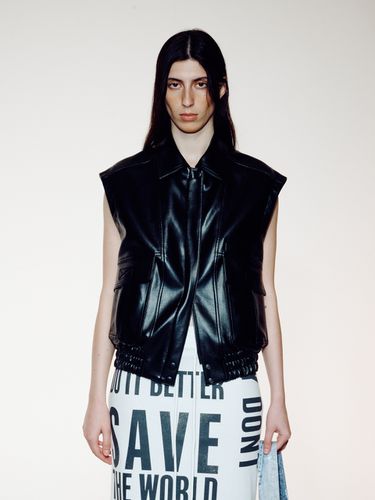 Faux Leather Biker Vest_Black - OPEN YY - Modalova