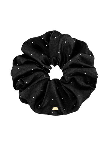 Lala Satin Dot Hair Scrunchie_Dust Black - J.ESTINA - Modalova