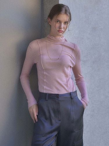 Wool See-Through Turtleneck T-Shirt_4 Color - LOEUVRE - Modalova