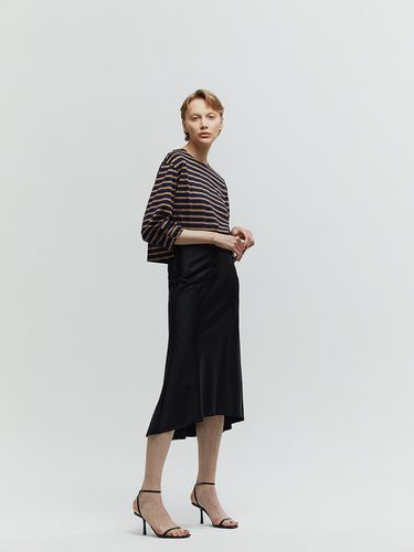 Bias Cut Satin Midi Skirt_Black - L’H.A.S - Modalova