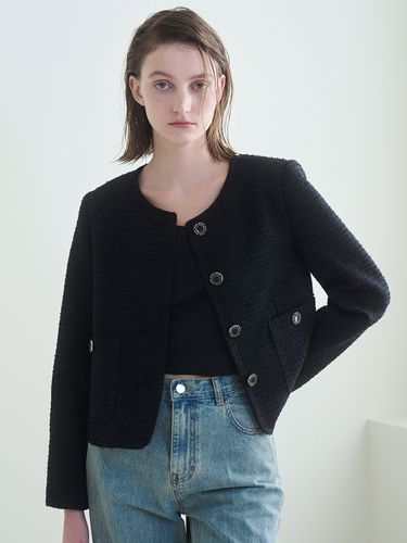 Tweed Stitch Jacket - Black - Nouve - Modalova