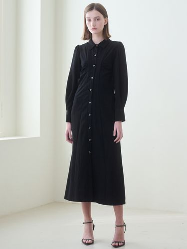 Front Shirred Shirt Dress - Black - Nouve - Modalova