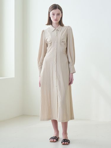 Front Shirred Shirt Dress - Beige - Nouve - Modalova