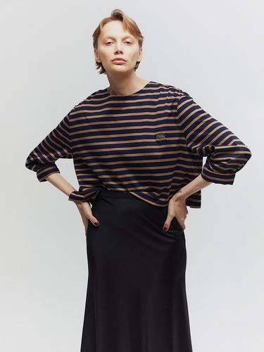 Border Stripe Long Sleeve T-shirt_Navy - L’H.A.S - Modalova