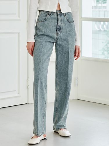 Straight Stitch Denim Pants - Blue - Nouve - Modalova