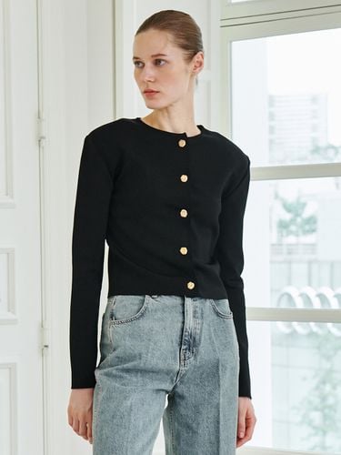 Soft Knit Cropped Cardigan - Black - Nouve - Modalova