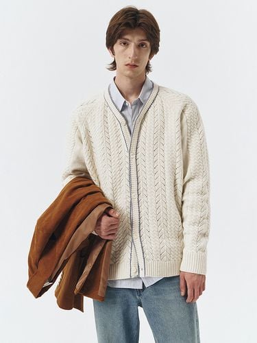 Line Crochet Knit Cardigan - Dunst for MEN - Modalova