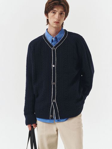 Line Crochet Knit Cardigan - Dunst for MEN - Modalova