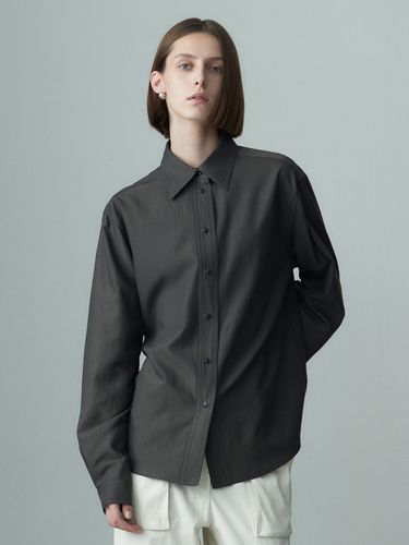 Point Collar Long Sleeve Shirt_Charcoal - RE RHEE - Modalova