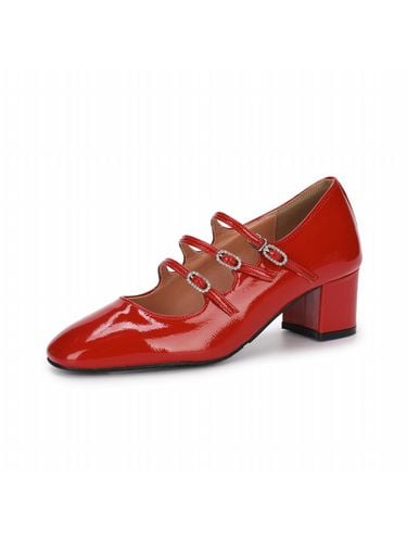 Jewel Buckle 3-Strap Pumps (6cm)_Red - FORMEL CAMELE - Modalova