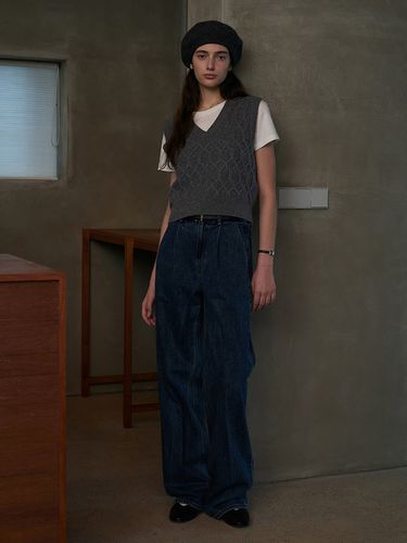 One Tuck Denim Pants_Deep Blue - Lamerei - Modalova