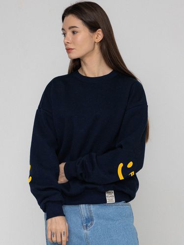 UNISEX] Elbow Smile Drawing Sweatshirt_Navy - GRAVER - Modalova