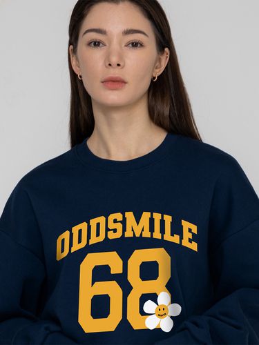 UNISEX] ODD SMILE 68 Flower Smile Sweatshirt_Navy - GRAVER - Modalova