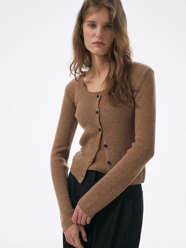 Scoop Neck Solid Cardigan - Lamerei - Modalova