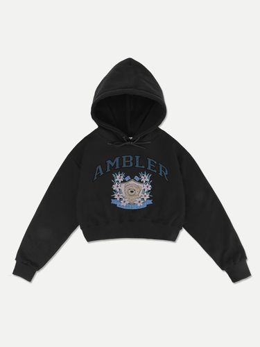 Blossom Bear Cropped Hoodie _ Black - AMBLER - Modalova