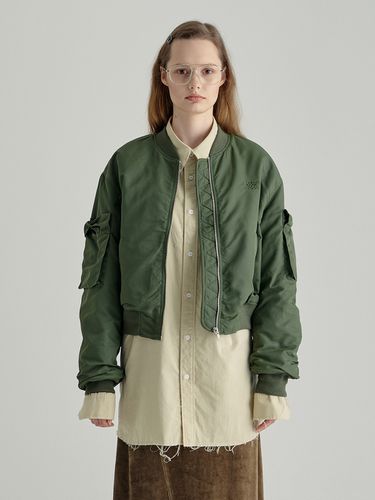 Ribbon Outpocket Bomber Jacket_Khaki - MARGESHERWOOD - Modalova