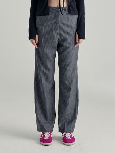 Boyfit Wide Trousers_Gray Stripe - MARGESHERWOOD - Modalova