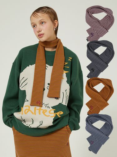 Embroidery Stripe Muffler _ 4 Colors - WAIKEI - Modalova