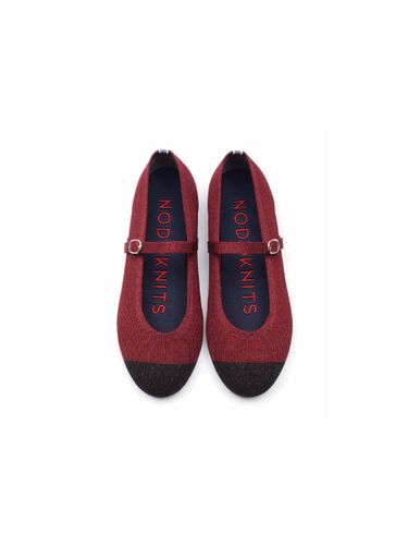 Knit Mary Jane Flat_Black Toe Metal Burgundy - NODO - Modalova