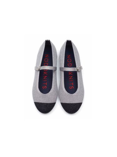 Knit Mary Jane Flat_Black Toe Metal Grey - NODO - Modalova