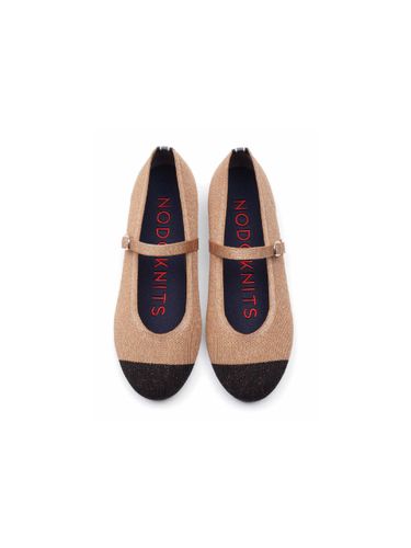 Knit Mary Jane Flat_Black Toe Metal Antique Gold - NODO - Modalova