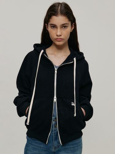 Wool Blend Hood Zip-Up Jacket_Navy - a.t.corner - Modalova