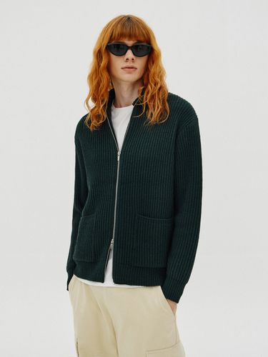 Wool Zip Up Knit Cardigan_Green - V2 - Modalova