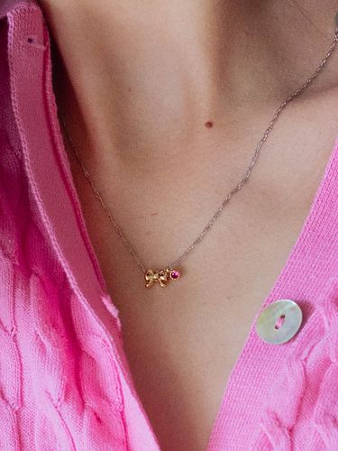 Pink Point Small Ribbon Necklace _ 2 Colors - pearlymore - Modalova