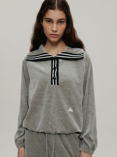 Half-Neck Collar Velour Sweatshirts_Grey - a.t.corner - Modalova