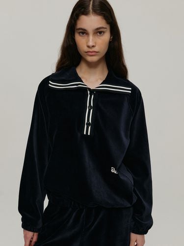 Half-Neck Collar Velour Sweatshirts_Navy - a.t.corner - Modalova