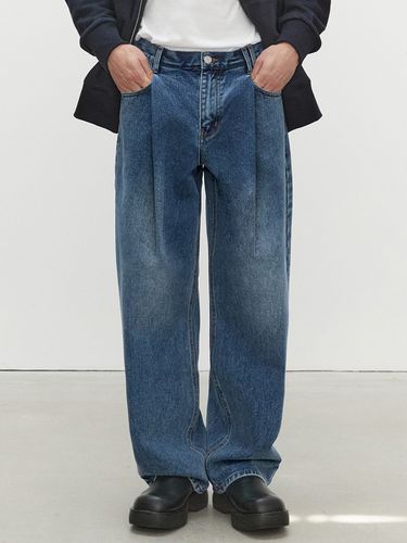 Deep Pleats Wide Jeans _ Blue - DECET - Modalova