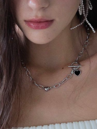 Romantic Black Heart Toggle Necklace - pearlymore - Modalova