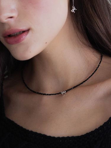 Ribbon Point Black Choker Necklace - pearlymore - Modalova