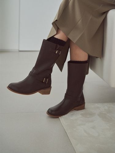 Exclusive] Buckle Middle Boots (3colors) - att. - Modalova