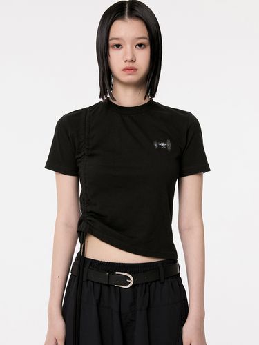 Chiffon Ruched T-Shirt - Black - FLARE UP - Modalova