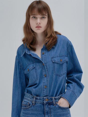 Casual Denim Shirt - Blue - NILBY P - Modalova