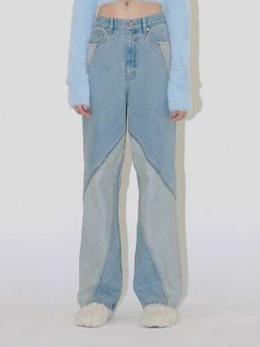 Diagonal Section Denim Pants - Blue - DIAGONAL - Modalova