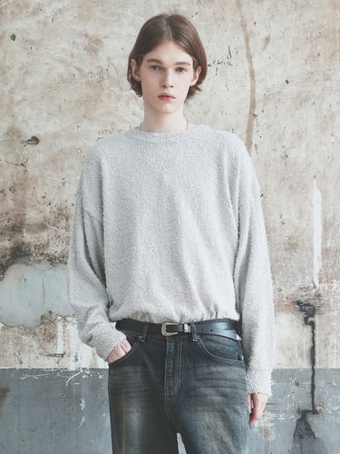 Solid Over Knit Pullover [Gray] - WAAR FOR MEN - Modalova