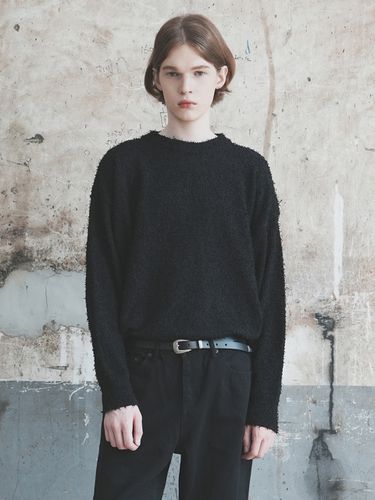 Solid Over Knit Pullover [Black] - WAAR FOR MEN - Modalova