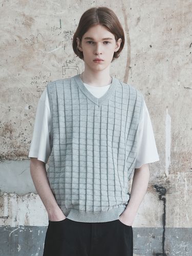 Knit Vest [Gray] - WAAR FOR MEN - Modalova